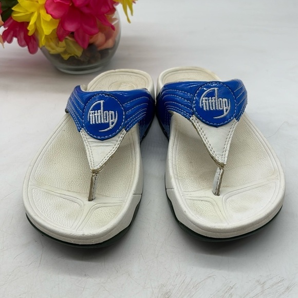 FitFlop Blue White Sandals Size 5 FFL5515 - Picture 2 of 7